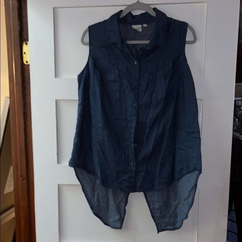 Sleeveless Blue Women's Top